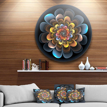 Fractal Flower Macro Close up - Floral Circle Metal Wall Decor